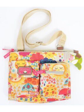 Lily Bloom “ You Are My Sun Shine” Colorful Canvas Crossbody Shoulder Bag Purse